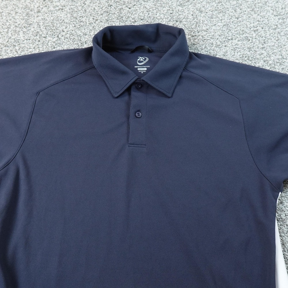 Zero Restriction Polo Shirt Mens M Blue Performance Short Sleeve Golf Preppy Top